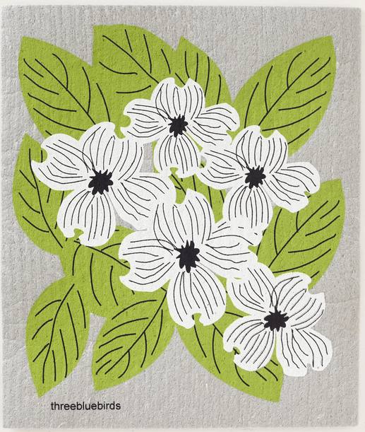 Green Sunflowers Swedish Dishcloth