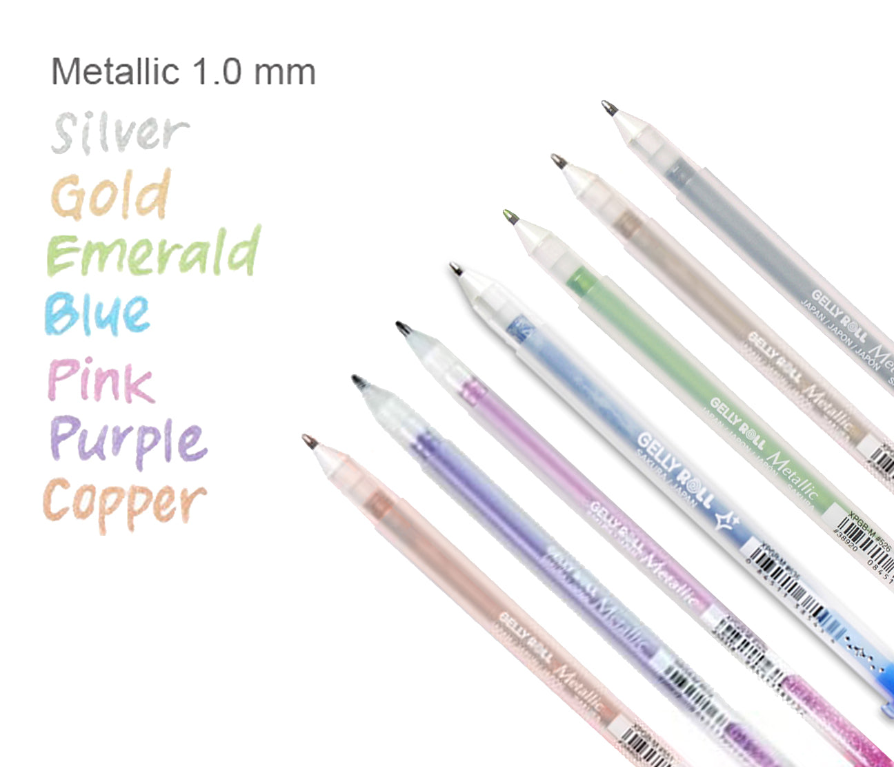 Sakura Gelly Roll Metallic Pens, 1 Mm Tip, Assorted Colors, Set Of